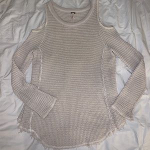 Free People Cream Knit Sweater Off Shoulder S